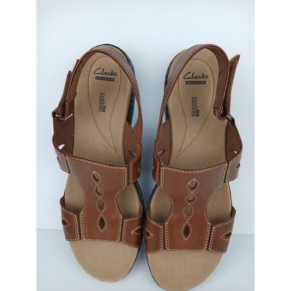 Clark's Collection Leisa Lakelyn Flat Sandal Brown Leather Women’s Size US 11 - Picture 13 of 16